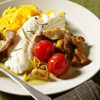 Bass Agrodolce with Spaghetti Squash and Mushrooms Recipe