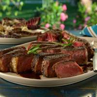 Bistecca alla Florentine with Balsamic-Rosemary Steak Sauce and Grilled Treviso with Gorgonzola Recipe