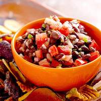 Black Bean Salsa with Exotic Fruit and Vegetable Chips Recipe