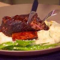Braised Hoisin Beer Short Ribs with Creamy Mashed Yukons and Sesame Snow Peas Recipe