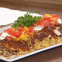Broiled Black Sea Bass with Enchilada Sauce, Mexican Rice and Refried Beans Recipe
