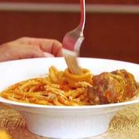 Bucatini All'Amatriciana with Spicy Smoked Mozzarella Meatballs Recipe