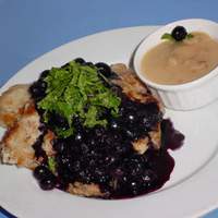 Caputo's Pork Chops With Pear Puree And Blueberries Recipe