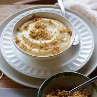 Cauliflower Soup with Anchovy Breadcrumb Topping Recipe