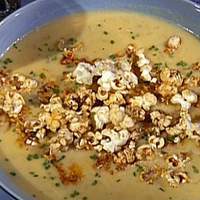 Cheese and Beer Soup with Spicy Popcorn Garnish Recipe