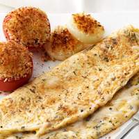 Cheese Omelet With Roasted Tomatoes and Onions Recipe