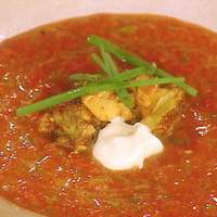 Chilled Roasted Red Pepper Soup with Avocado-Chile Salsa
 Recipe
