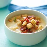 Cold Cauliflower Soup with Bacon and Croutons Recipe