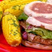 Cranberry Bog Turkey Burgers, served with Corn on the Cob with Chive Butter Recipe