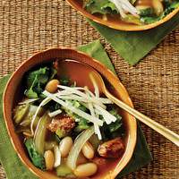 Escarole, Bean, and Sausage Soup with Parmesan Cheese Recipe