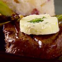 Flaming Filet Mignon with Chive Butter Recipe