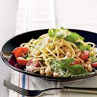 Garlicky Spaghetti with Beans and Greens Recipe