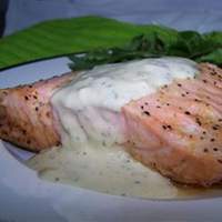 Grilled Salmon Fillets with a Lemon, Tarragon, and Garlic Sauce Recipe