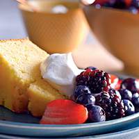 Lemon-Cornmeal Pound Cake with Berries and Cream Recipe