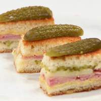Mini Grilled Gruyere and Ham Sammies with Cornichons Recipe