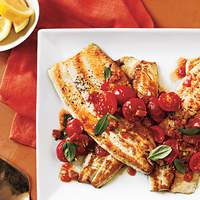 Pan-Fried Trout with Tomato Basil Sauté Recipe