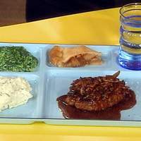 Salisbury Steak with Wild Mushroom Gravy, Smashed Potatoes with garlic and Herb Cheese and Chives, Creamed Spinach Recipe