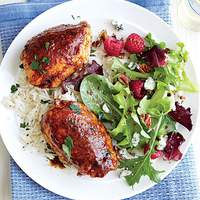 Spiced Chicken Thighs with Garlicky Rice Recipe