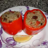 Stuffed Red Bell Peppers With Rice, Pine Nuts and Currants Recipe