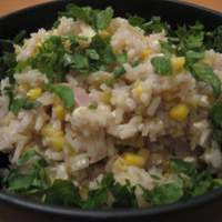 White Rice Pilaf With Corn, Roasted Chiles and Fresh Cheese Recipe