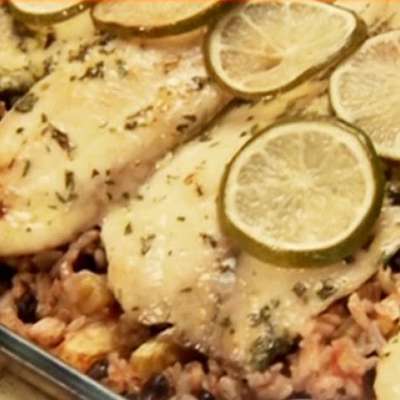 Baked Costa Rican-Style Tilapia with Pineapples, Black Beans and Rice - RecipeNode.com