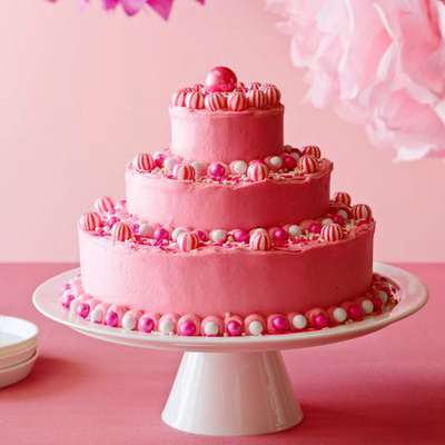 Birthday Cake with Hot Pink Butter Icing - RecipeNode.com
