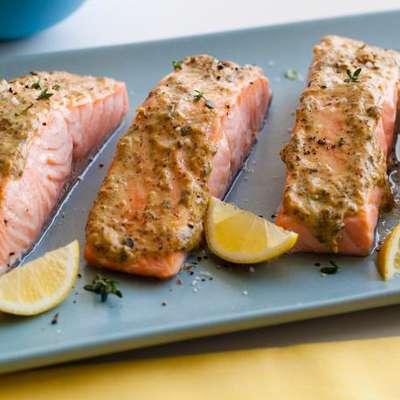 Broiled Salmon with Herb Mustard Glaze - RecipeNode.com