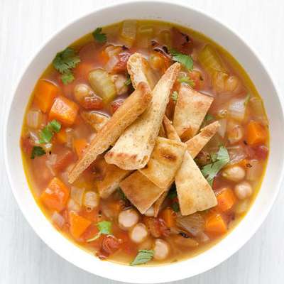 Chickpea Soup with Spiced Pita Chips - RecipeNode.com