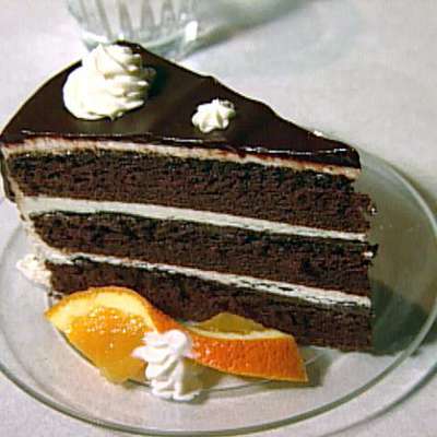 Chocolate Fudge Cake with Vanilla Buttercream Frosting and Chocolate Ganache Glaze - RecipeNode.com