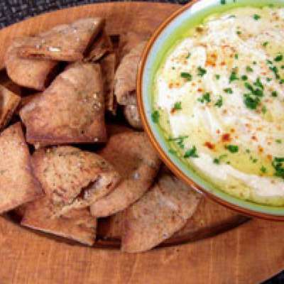 Classic Hummus with Spiced 'n Baked Pita Chips - RecipeNode.com