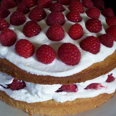 Classic Sponge Cake With Raspberries and Cream Filling - RecipeNode.com