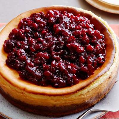 Creamy Cheesecake with Cranberry Compote - RecipeNode.com