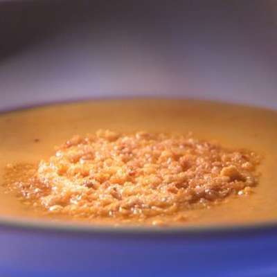 Creamy Pumpkin Soup with Toasted Hazelnut Frico - RecipeNode.com