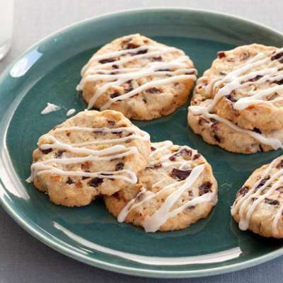 Dried Cherry and Almond Cookies with Vanilla Icing - RecipeNode.com