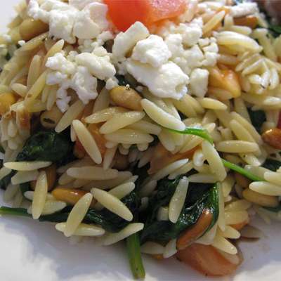 Elegant Orzo with Wilted Spinach and Pine Nuts - RecipeNode.com