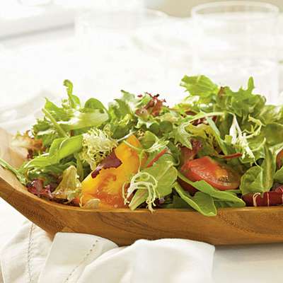 Fresh Lettuces and Heirloom Tomatoes with Chèvre Green Goddess Dressing - RecipeNode.com