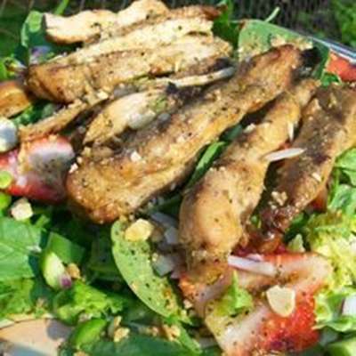 Grilled Chicken Salad with Seasonal Fruit - RecipeNode.com