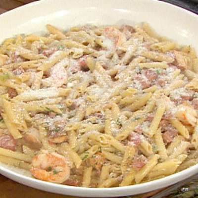 Jambalaya Pasta with Penne, Chicken, Shrimp and Andouille - RecipeNode.com