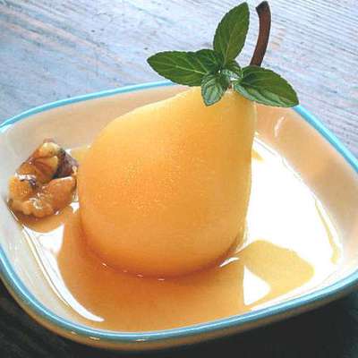 Poached Pears With Gingerbread Cider Syrup - RecipeNode.com