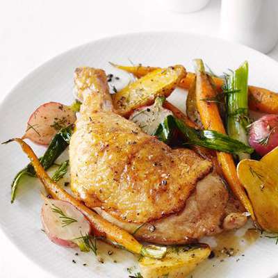 Roast Chicken with Spring Vegetables - RecipeNode.com