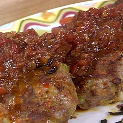 Spicy Sausage Meatloaf Patties with Italian Barbecue Sauce - RecipeNode.com