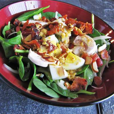 Spinach Salad with Warm Bacon-Mustard Dressing - RecipeNode.com