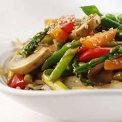 Stir Fried Sesame Vegetables with Rice - RecipeNode.com