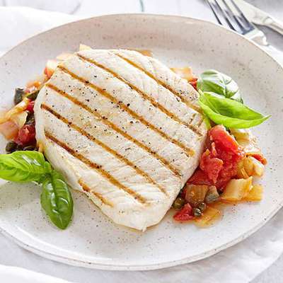 Swordfish with Tomatoes and Capers - RecipeNode.com