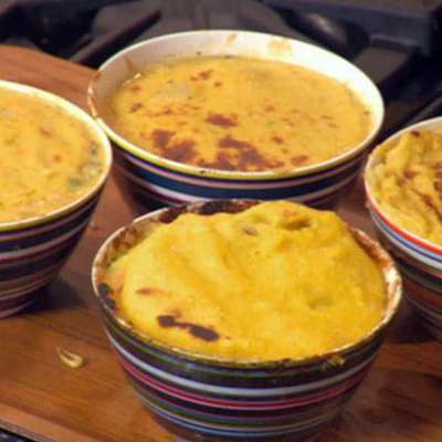 Tarragon-Cream Chicken and Polenta Pot Pies - RecipeNode.com