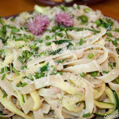 Zucchini and Tuna Pappardelle - RecipeNode.com